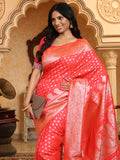 Pink Banarasi Silk Saree With Blouse Piece