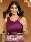 Purple Banarasi Silk Saree With Blouse Piece