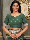 Dark Green Banarasi Silk Saree With Blouse Piece