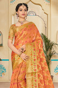 Womens Cotton Yellow Saree With Blouse Piece
