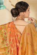 Womens Cotton Yellow Saree With Blouse Piece