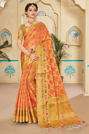 Womens Cotton Yellow Saree With Blouse Piece