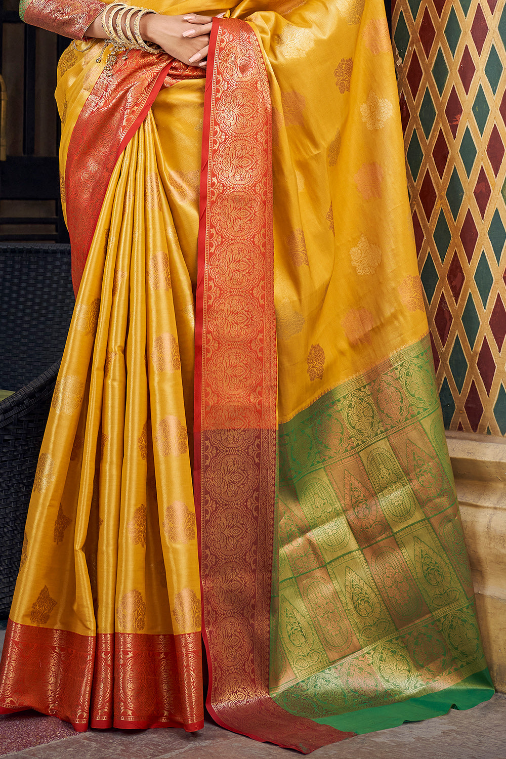 Marigold Yellow Tissue Saree