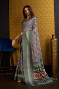 Grey Silk Saree With Blouse Piece