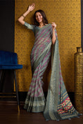 Grey Silk Saree With Blouse Piece