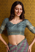 Grey Silk Saree With Blouse Piece