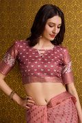 Peach Silk Saree With Blouse Piece