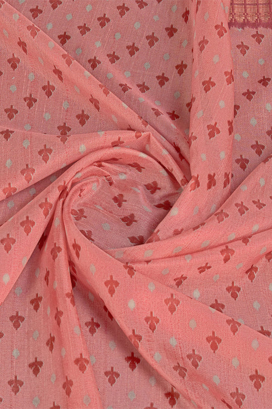 Peach Silk Saree With Blouse Piece