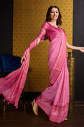 Pink Silk Saree With Blouse Piece