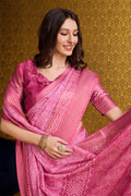 Pink Silk Saree With Blouse Piece