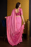 Pink Silk Saree With Blouse Piece