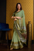 Green Silk Saree With Blouse Piece