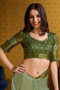 Green Silk Saree With Blouse Piece