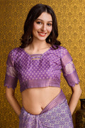 Purple Silk Saree With Blouse Piece