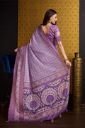 Purple Silk Saree With Blouse Piece