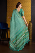 Teal Silk Saree With Blouse Piece