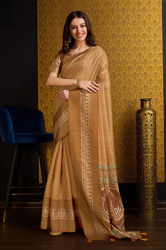 Yellow Silk Saree With Blouse Piece
