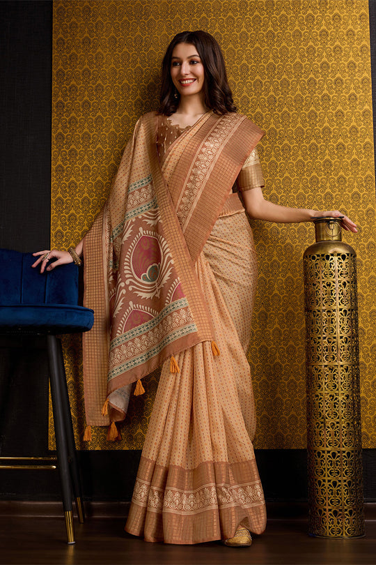 Yellow Silk Saree With Blouse Piece