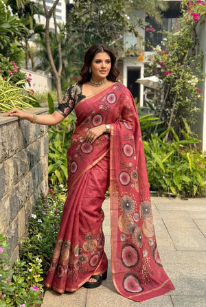 Printed Cotton Blend Saree