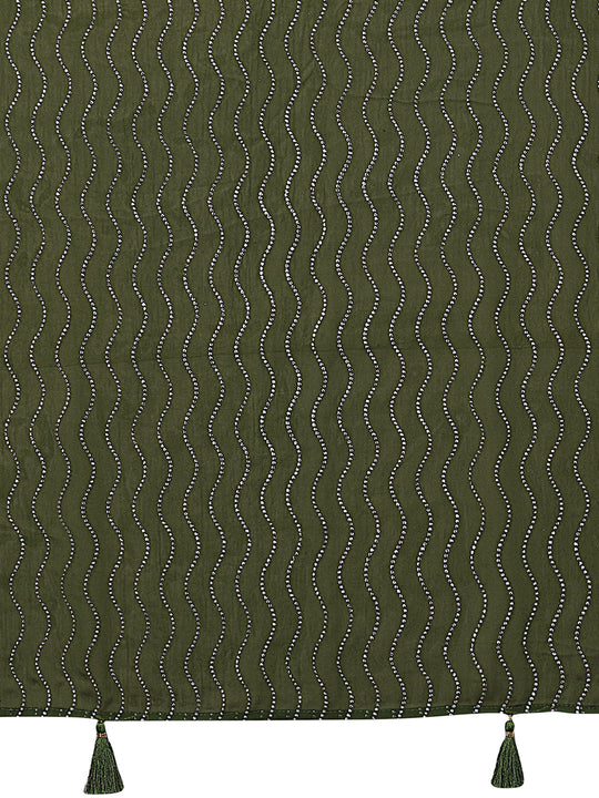 Green  Satin Silk Saree With Blouse Piece