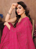 Pink Satin Silk Saree With Blouse Piece