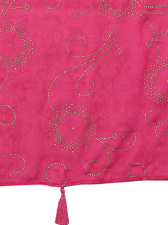 Pink Satin Silk Saree With Blouse Piece