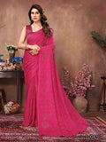 Pink Satin Silk Saree With Blouse Piece