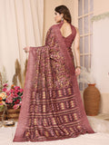 Maroon Khadi Saree With Blouse Piece