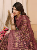 Maroon Khadi Saree With Blouse Piece