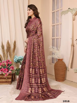 Maroon Khadi Saree With Blouse Piece