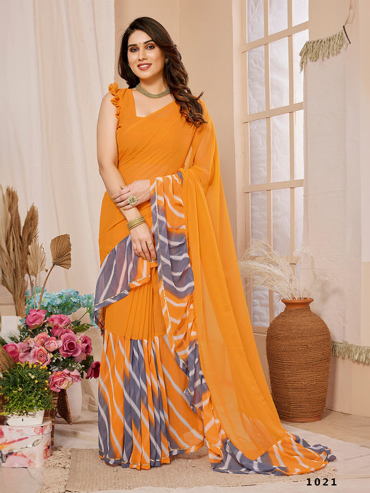 Orange Georgette Saree With Blouse Piece
