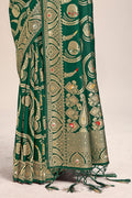 Green Banarasi Silk Saree With Blouse Piece