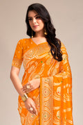 Mustard Banarasi Silk Saree With Blouse Piece