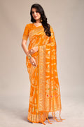 Mustard Banarasi Silk Saree With Blouse Piece