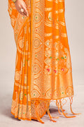 Mustard Banarasi Silk Saree With Blouse Piece