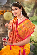 Mustard Banarasi Silk Saree With Blouse Piece