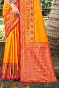 Mustard Banarasi Silk Saree With Blouse Piece