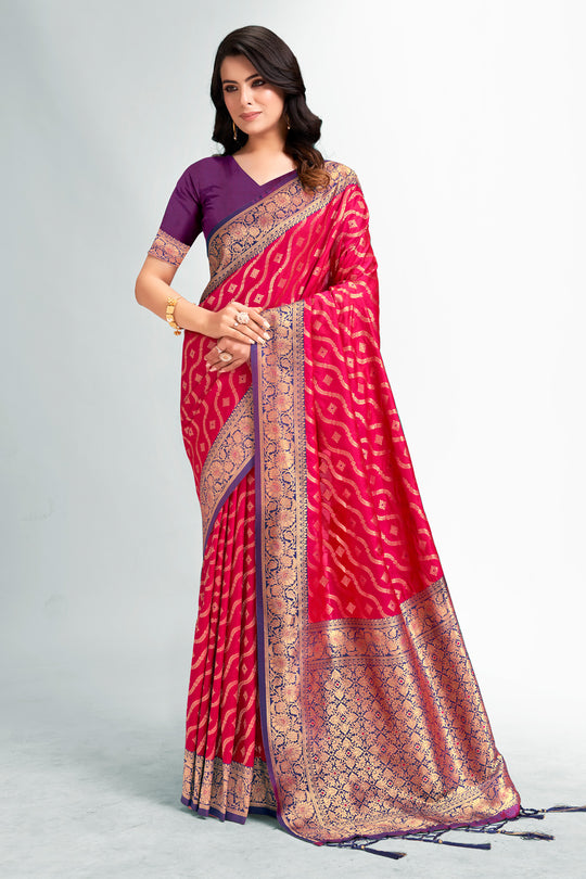 Pink Silk Saree With Blouse Piece