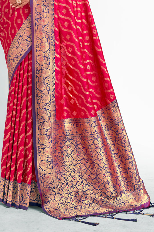 Pink Silk Saree With Blouse Piece