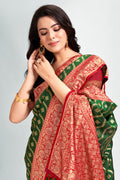 Green Silk Saree With Blouse Piece