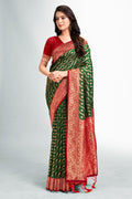 Green Silk Saree With Blouse Piece