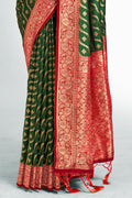 Green Silk Saree With Blouse Piece