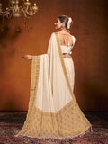 Chinon Party Wear Saree With Blouse Piece