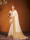 Chinon Party Wear Saree With Blouse Piece