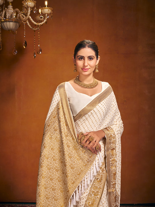 Chinon Party Wear Saree With Blouse Piece