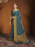 Chinon Party Wear Saree With Blouse Piece
