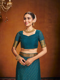 Chinon Party Wear Saree With Blouse Piece