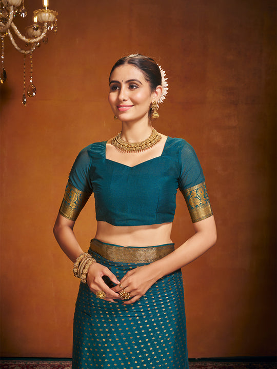 Chinon Party Wear Saree With Blouse Piece