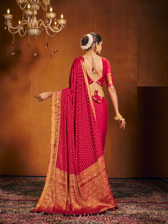 Chinon Party Wear Saree With Blouse Piece