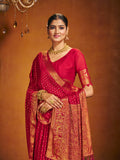 Chinon Party Wear Saree With Blouse Piece